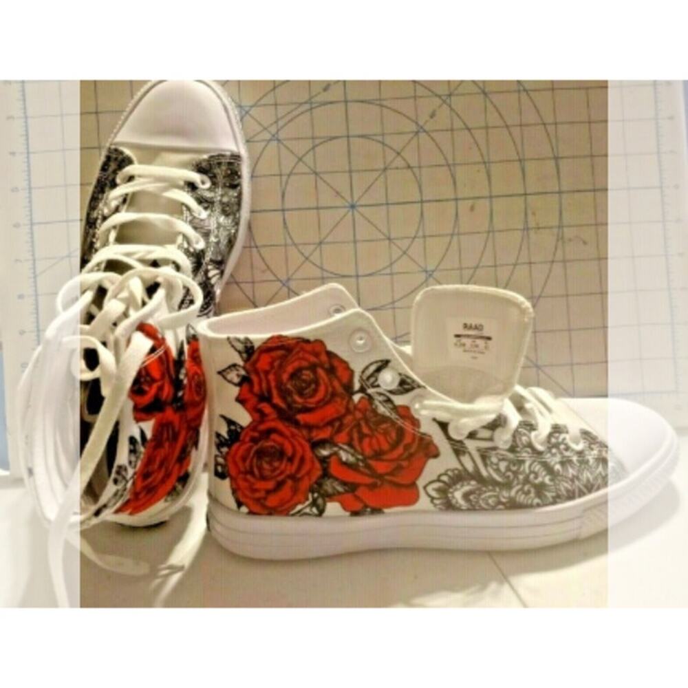 RAAD Shop Abstract & Roses  WHITE Hi-Top 9.5M - Picture 8 of 13